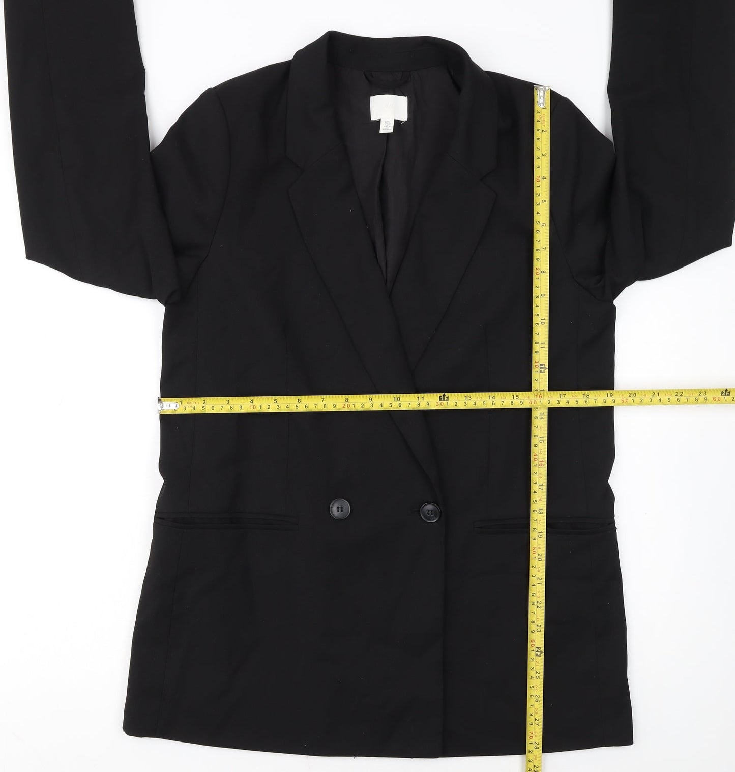 H&M Women Black Double-Breasted Blazer Size Small Classic Fit