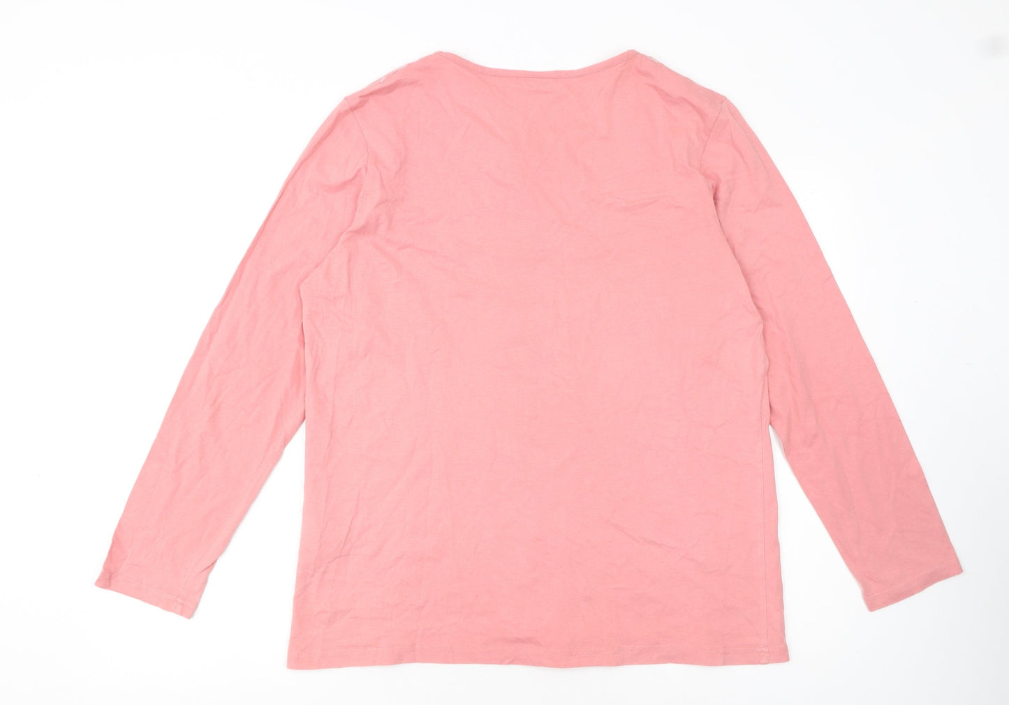 Damart Women Pink Long Sleeve Cotton Jersey Beaded T-Shirt Size 18/20