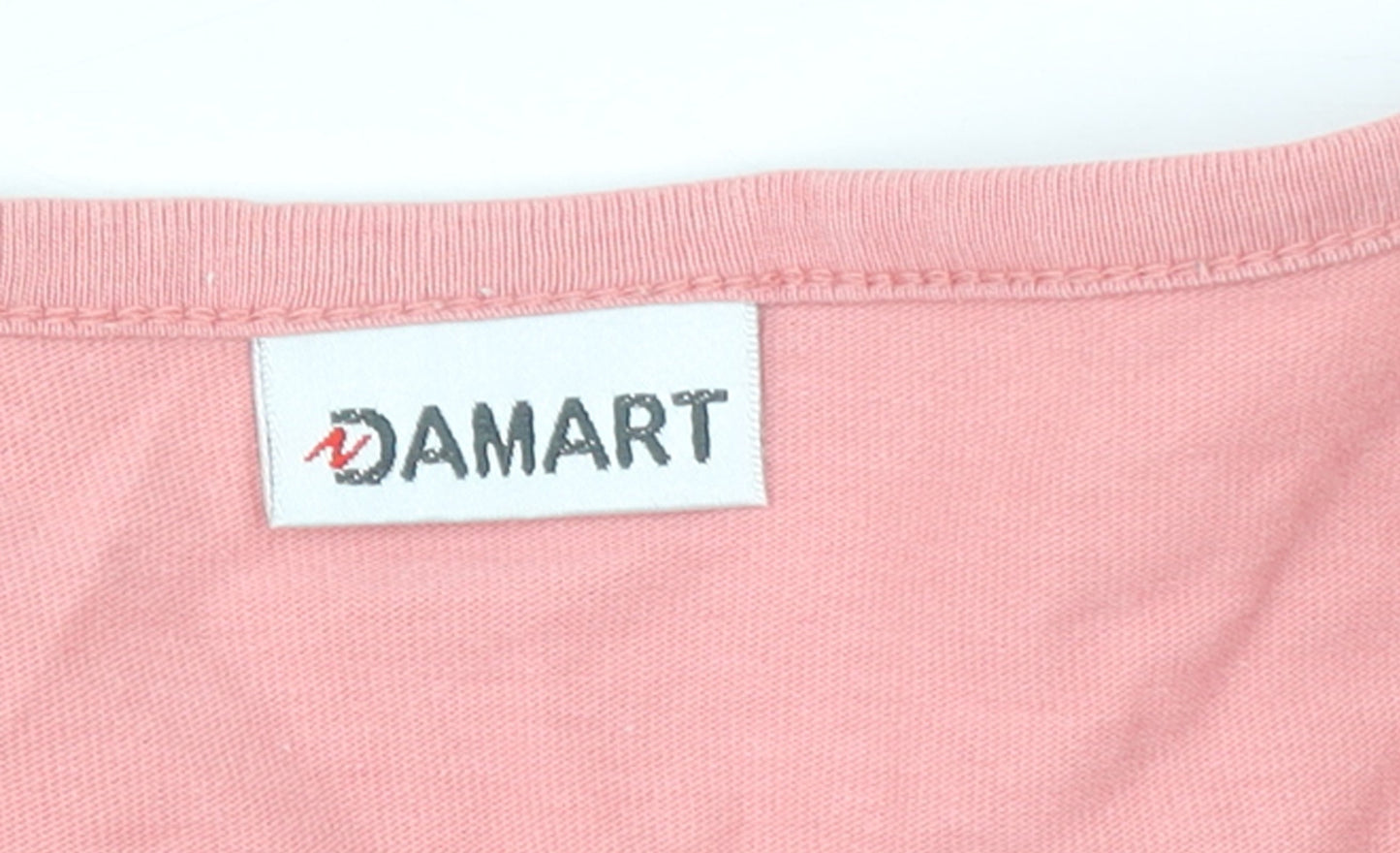 Damart Women Pink Long Sleeve Cotton Jersey Beaded T-Shirt Size 18/20