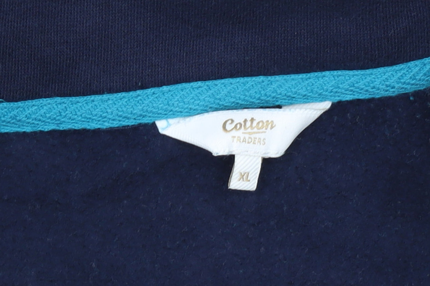 Cotton Traders Men's Blue Striped 1/4 Zip Sweatshirt XL