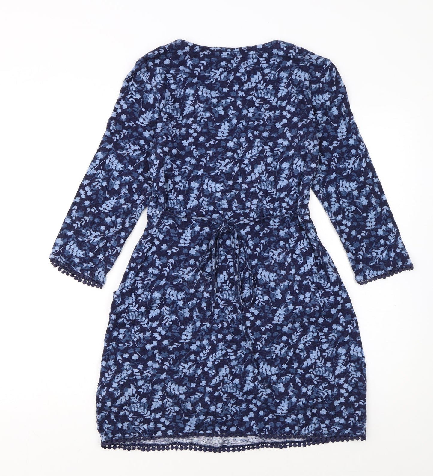 Beacan Cove Women's Blue Floral Cotton Knee Length Shift Dress XS