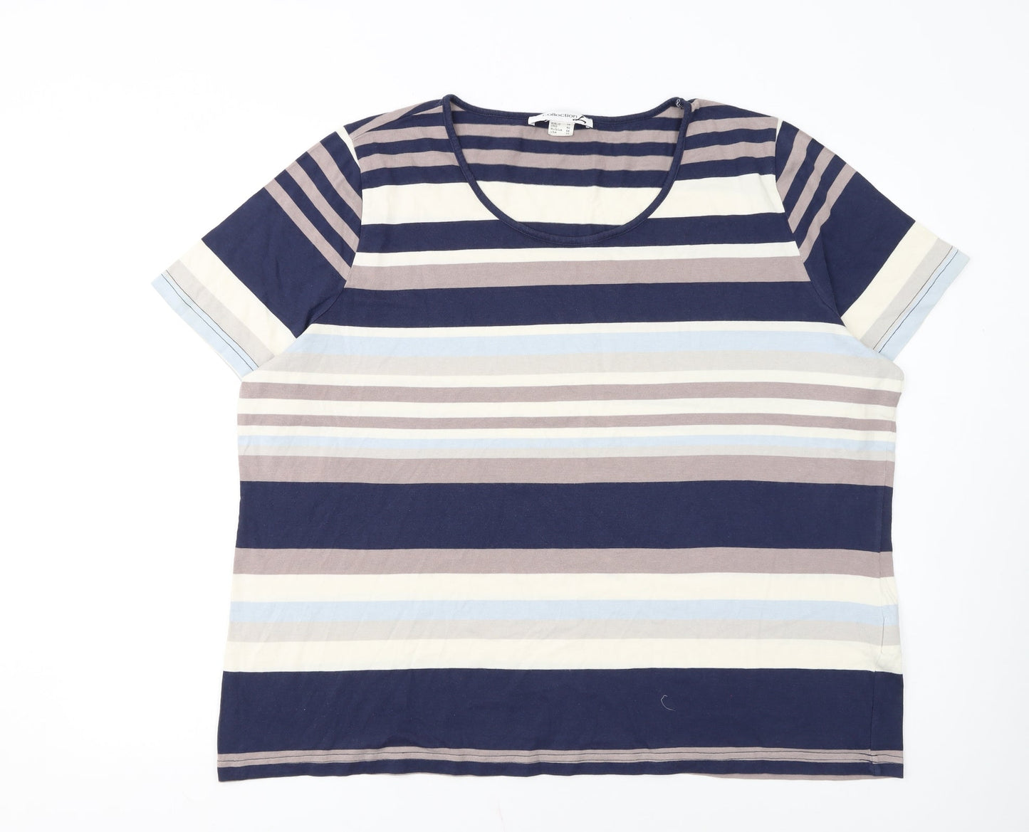 Collection L Women's Multicoloured Stripe T-Shirt Size 28 Cotton Modal