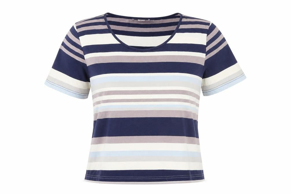 Collection L Women's Multicoloured Stripe T-Shirt Size 28 Cotton Modal