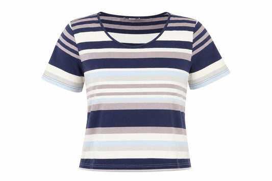 Collection L Women's Multicoloured Stripe T-Shirt Size 28 Cotton Modal