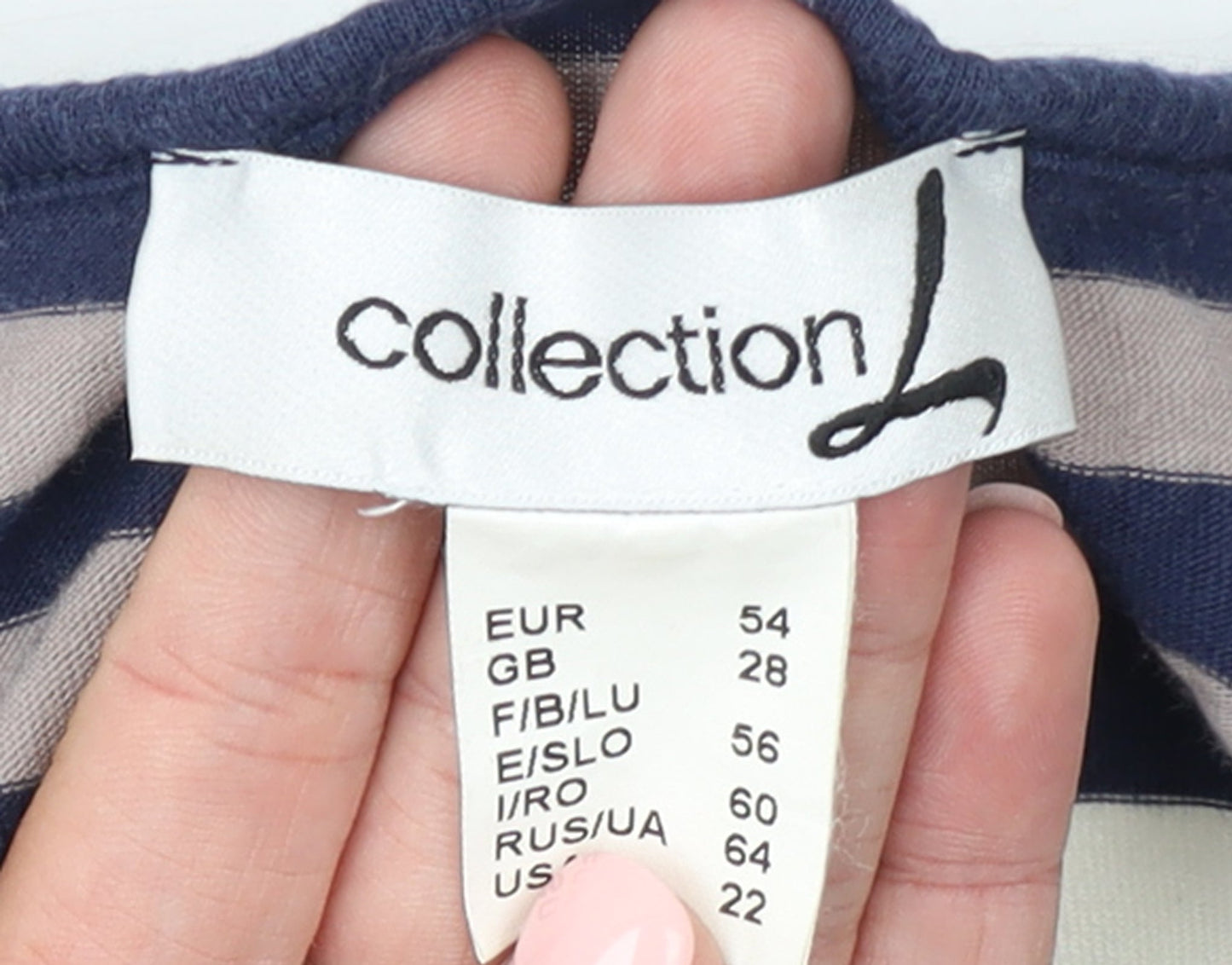 Collection L Women's Multicoloured Stripe T-Shirt Size 28 Cotton Modal