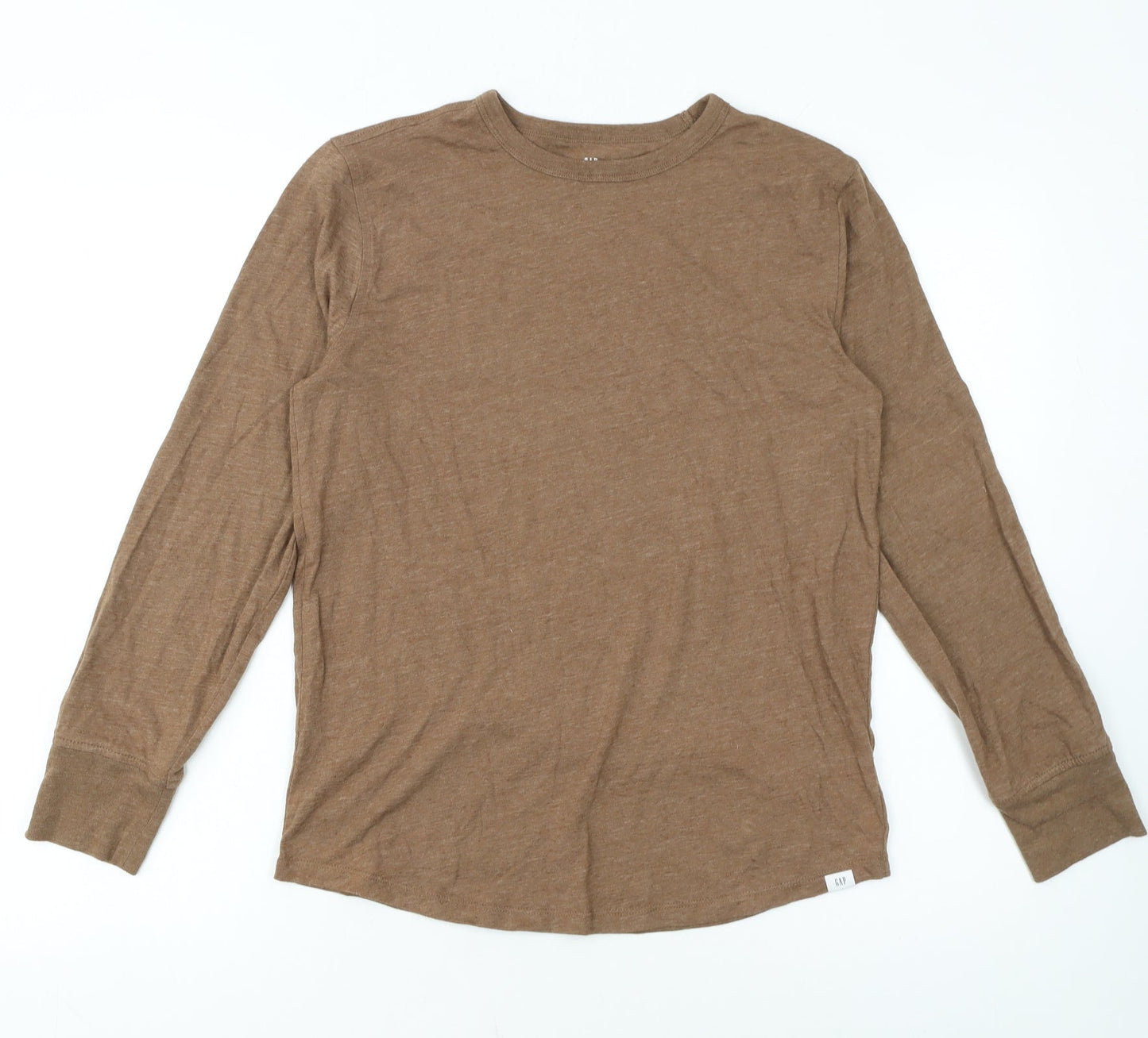 GAP Kids Boys Brown Long Sleeve Crew Neck Basic T-Shirt 14-15 Years