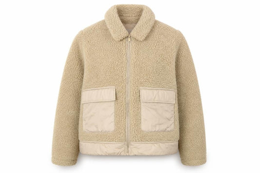 Noisy May Women's Beige Fleece Bomber Jacket XS
