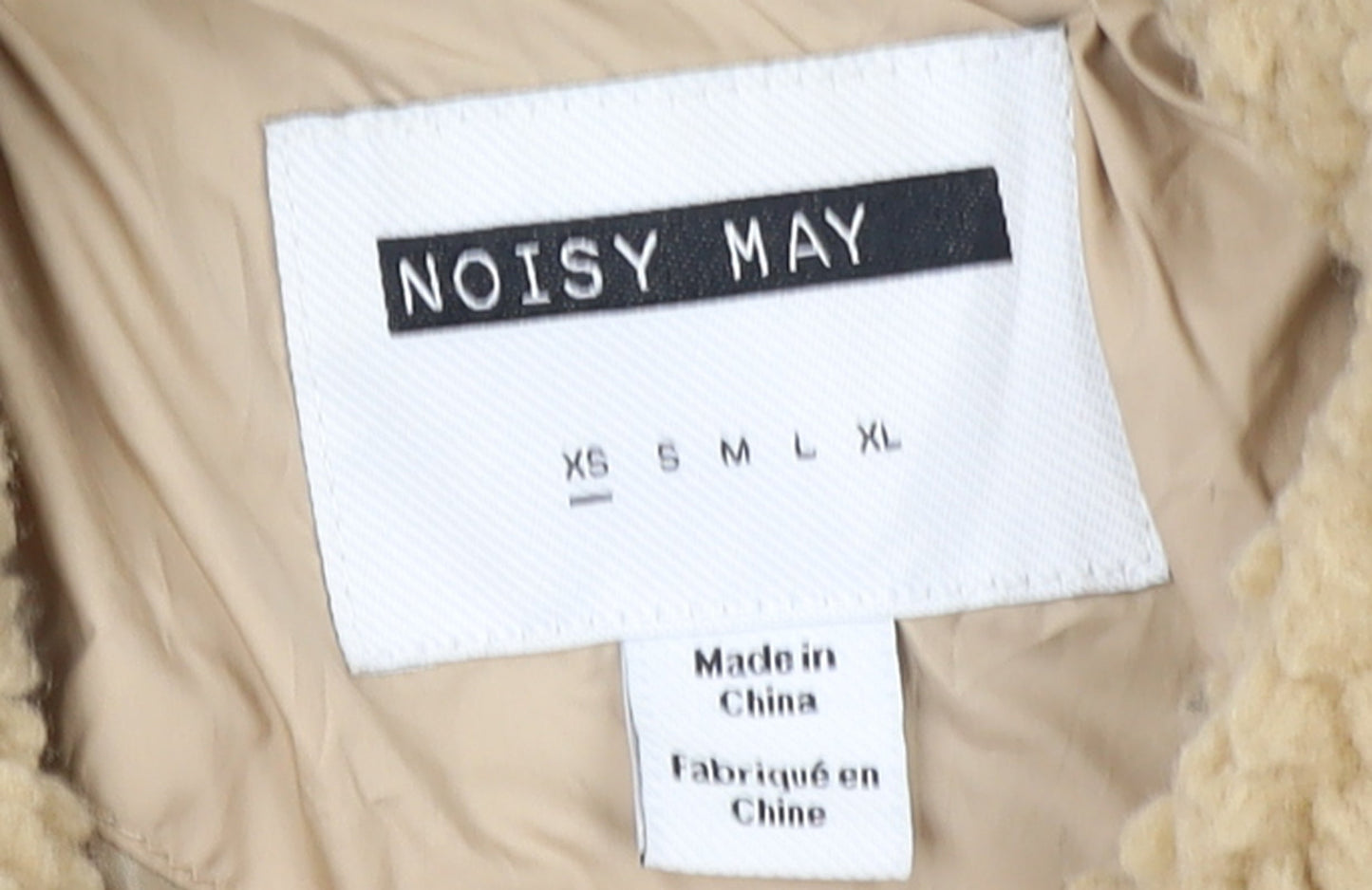 Noisy May Women's Beige Fleece Bomber Jacket XS