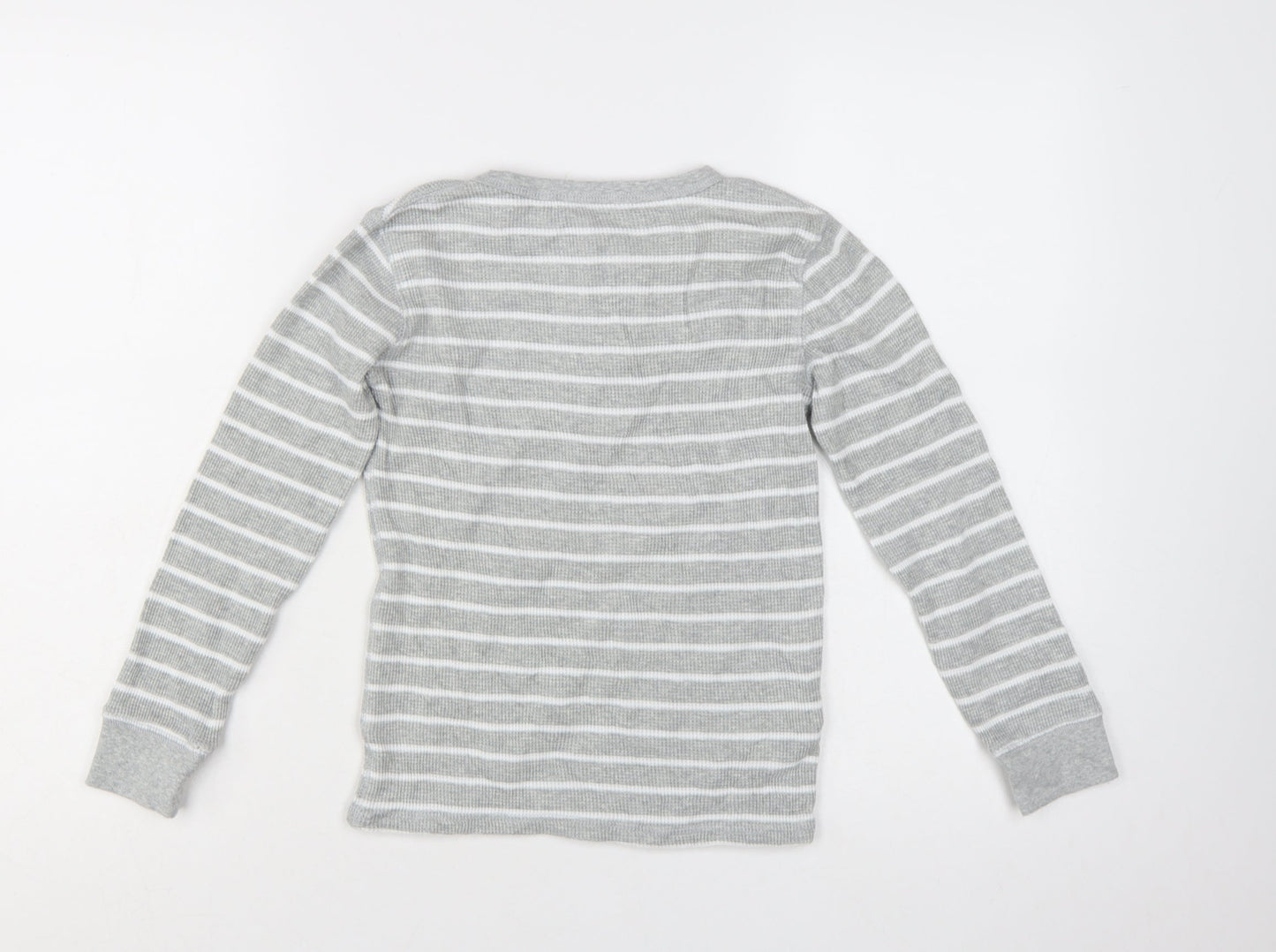 Country Road Boys Grey Striped Long Sleeve Henley T-Shirt Size 8 Years