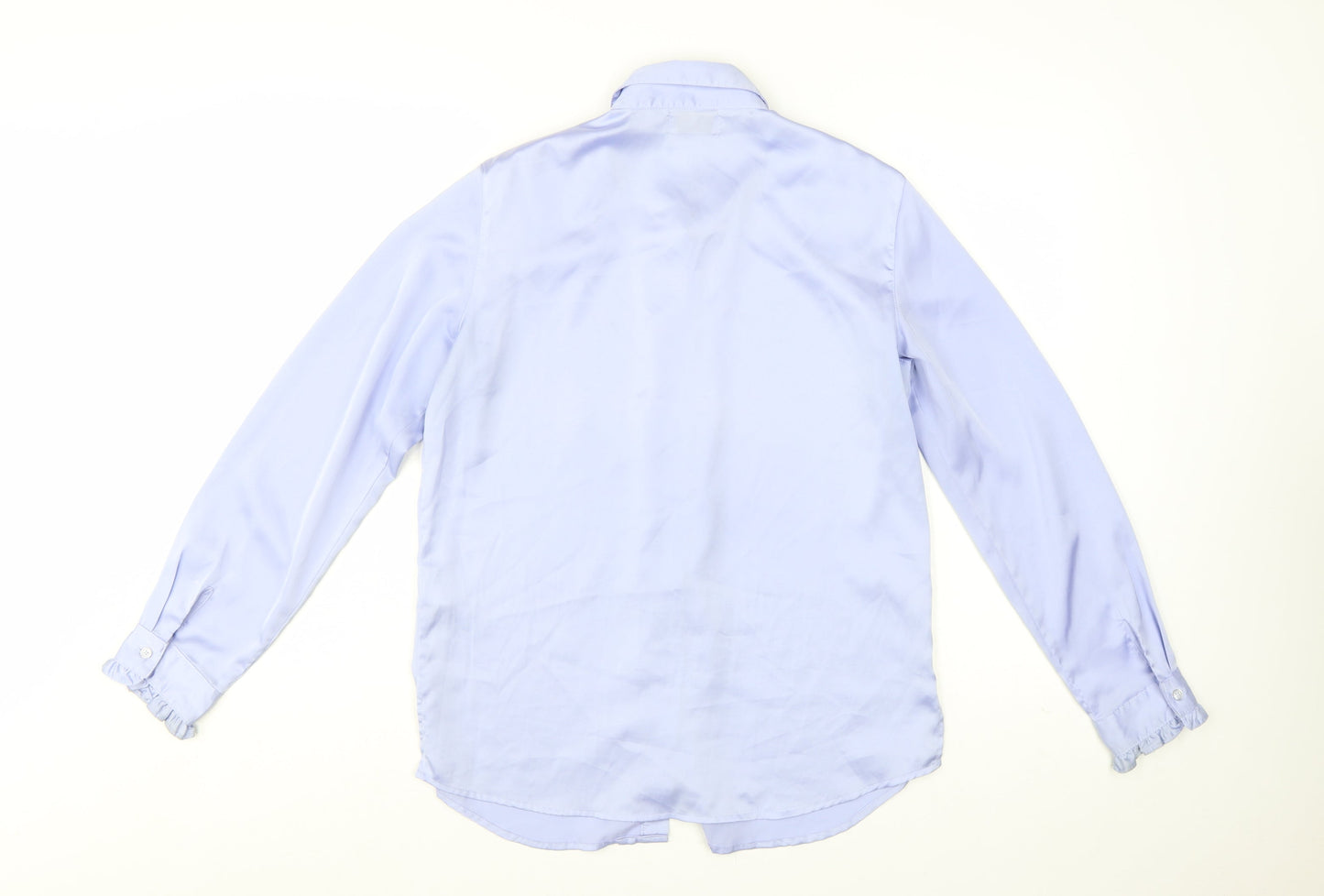 House of Bruar Women’s Blue Ruffle Long Sleeve Blouse Size 12