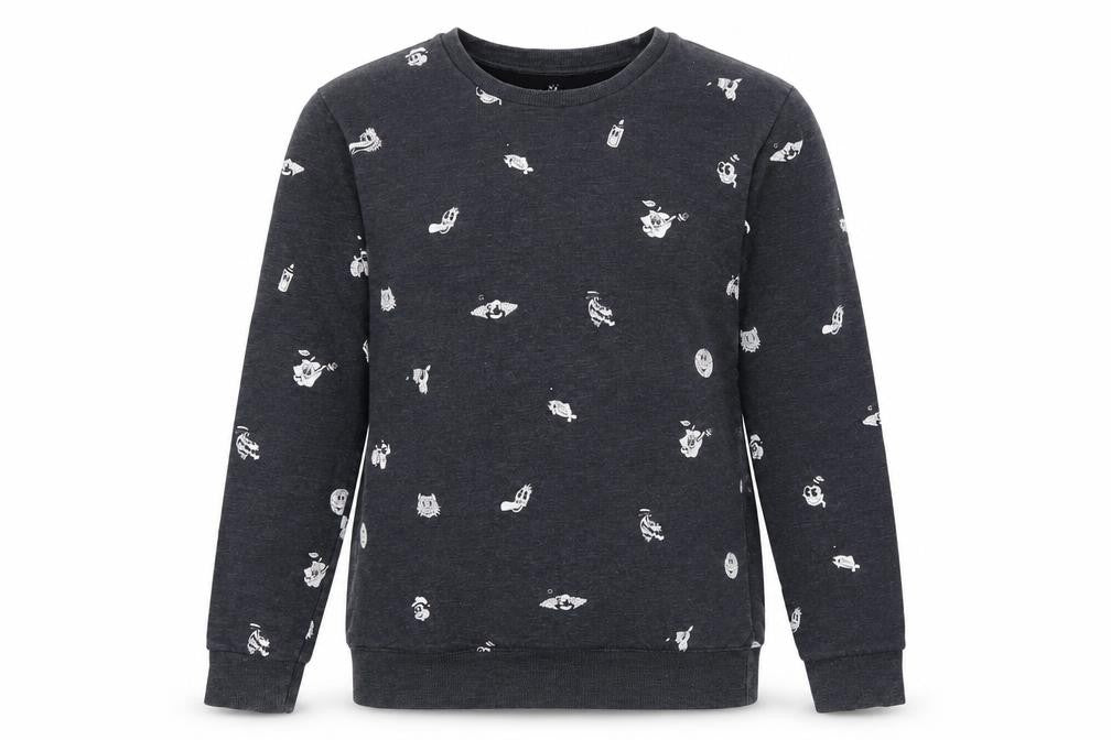 Pull&Bear Women's Black Cartoon Print Pullover Sweatshirt Size S