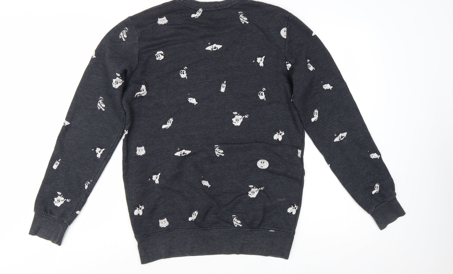 Pull & Bear Women's Black Cartoon Print Pullover Sweatshirt Size S