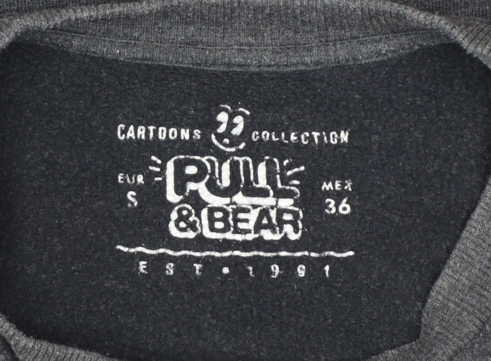Pull & Bear Women's Black Cartoon Print Pullover Sweatshirt Size S