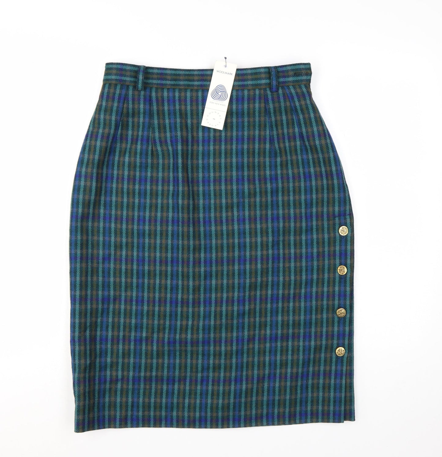 Country Casuals Women’s Multicoloured Wool Check Pencil Skirt Size 14