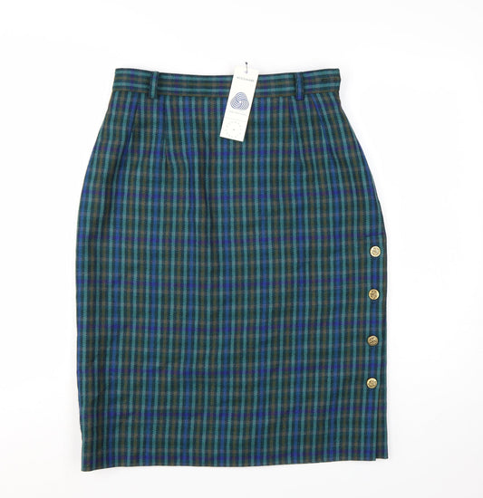 Country Casuals Women’s Multicoloured Wool Check Pencil Skirt Size 14