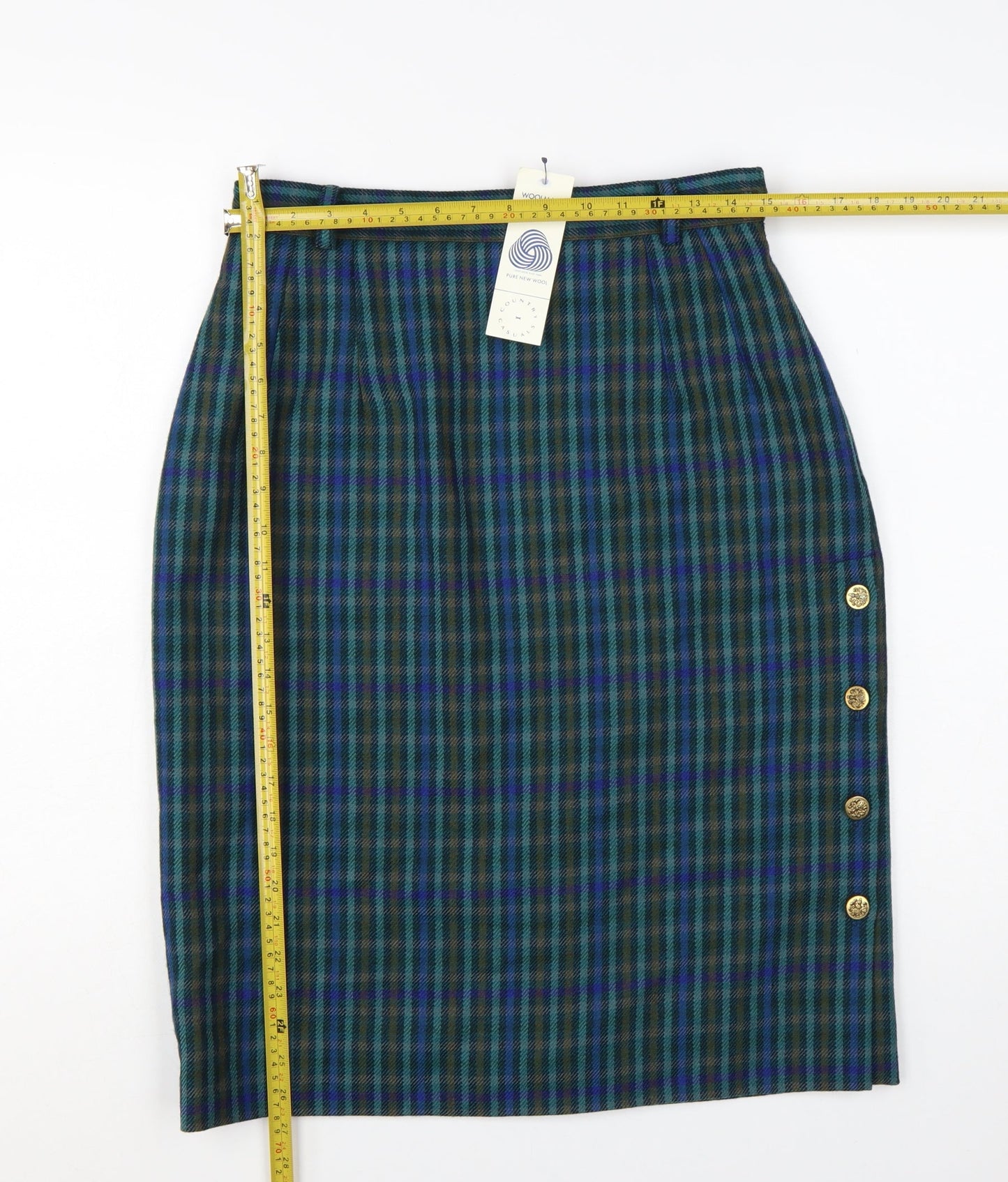 Country Casuals Women’s Multicoloured Wool Check Pencil Skirt Size 14
