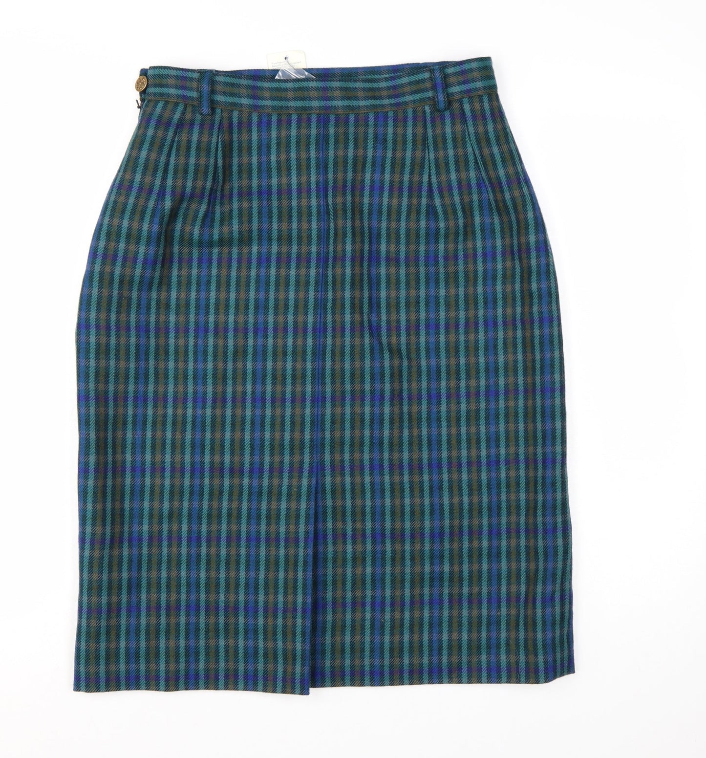 Country Casuals Women’s Multicoloured Wool Check Pencil Skirt Size 14