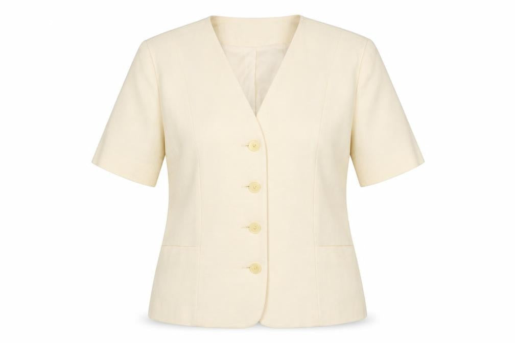 Paul Berman Womens Beige Short Sleeve Suit Jacket UK 14 Classic Fit