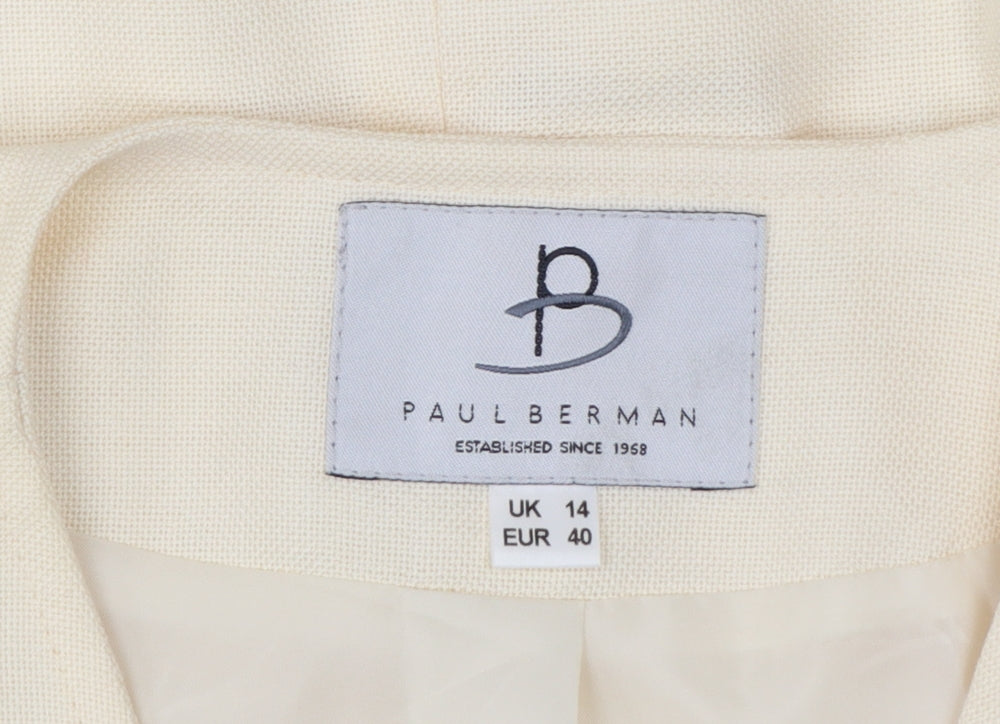 Paul Berman Womens Beige Short Sleeve Suit Jacket UK 14 Classic Fit
