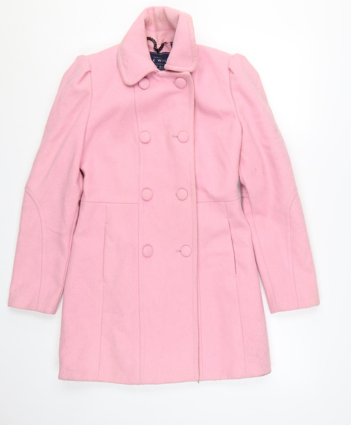 Jack Wills Women's Pink Wool Blend Mid-Length Pea Coat UK 8