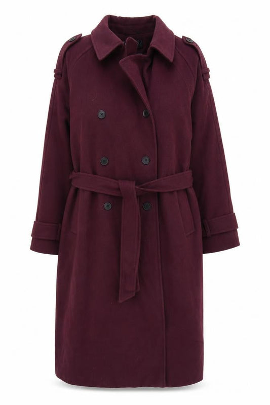ASOS DESIGN Women’s Purple Long Trench Coat Size L Belted Classic Style
