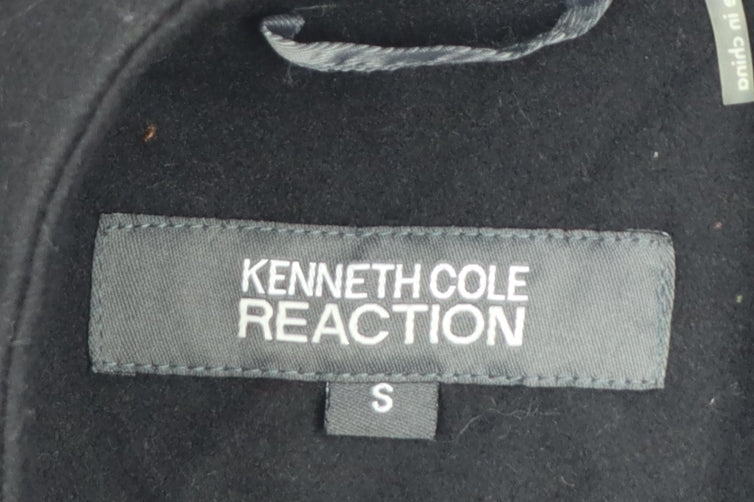 Kenneth Cole Reaction Men's Black Wool Blend Mid-Length Overcoat Size S