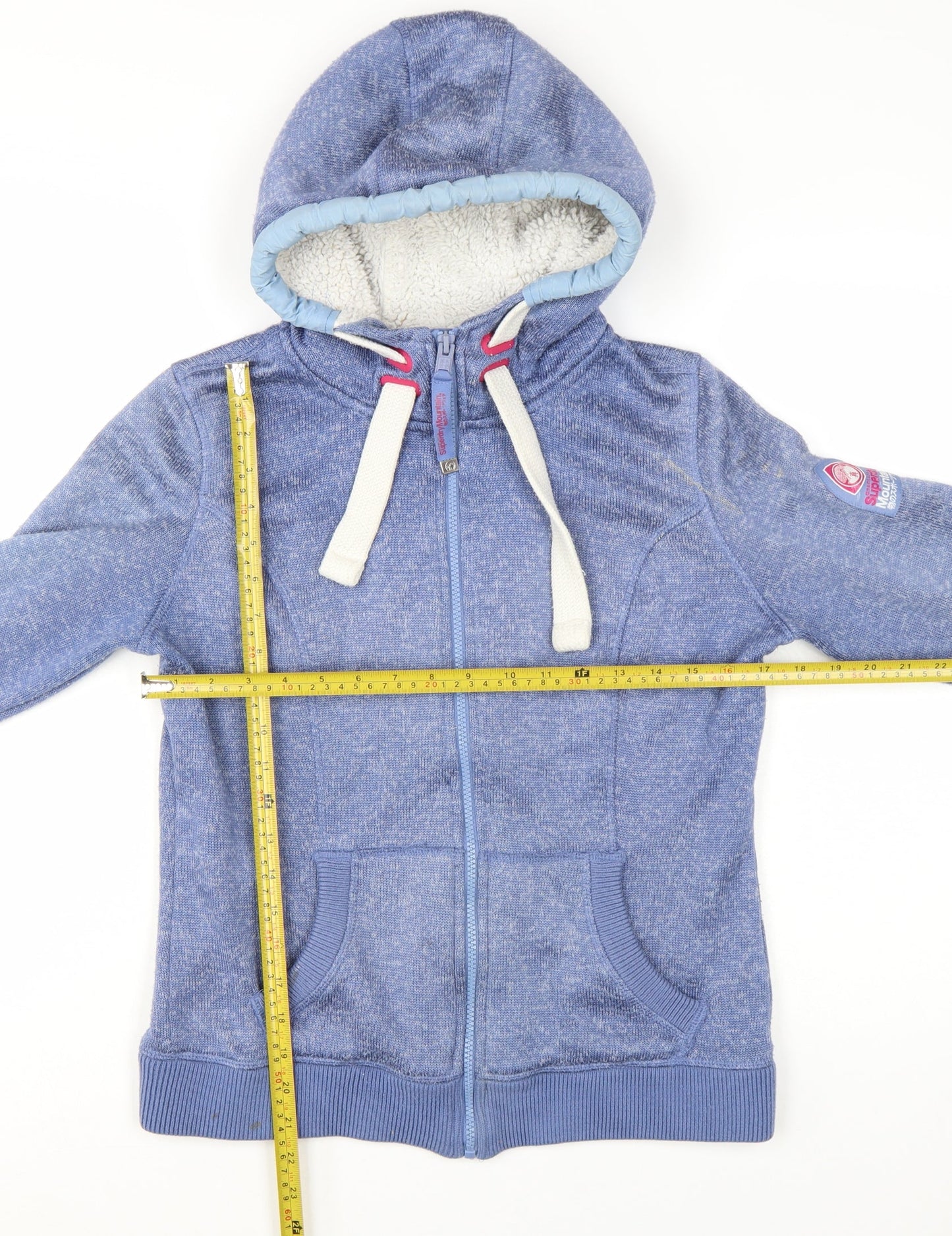 Superdry Women Blue Full Zip Hoodie Lined L Size Casual Sweatshirt