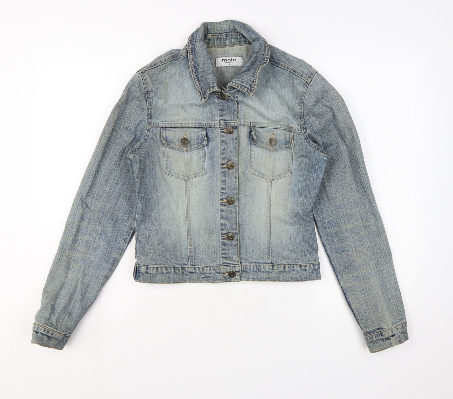 Moto Womens Blue Denim Basic Jacket Size 8