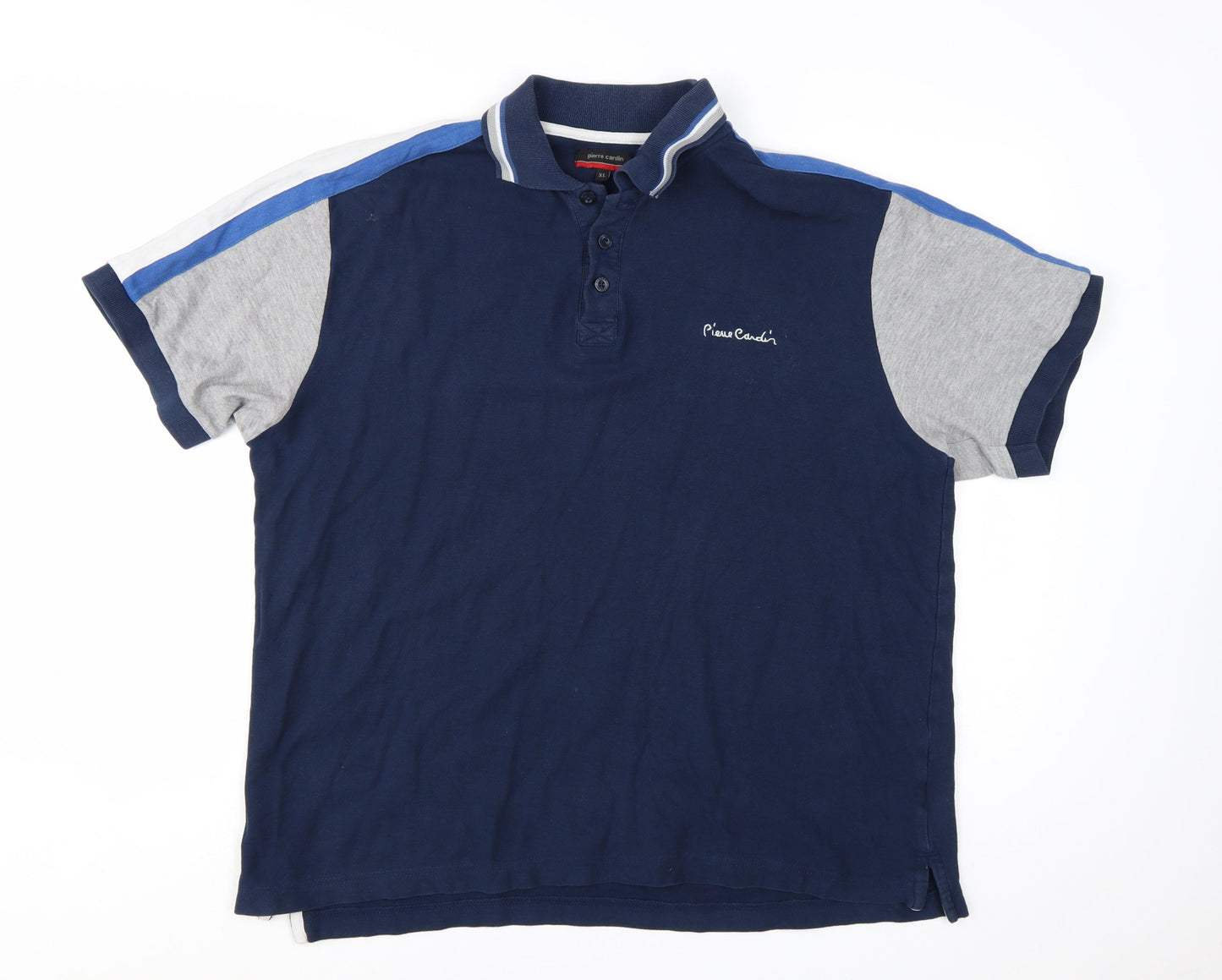 Pierre Cardin Men's Blue Colourblock Cotton Polo Shirt XL