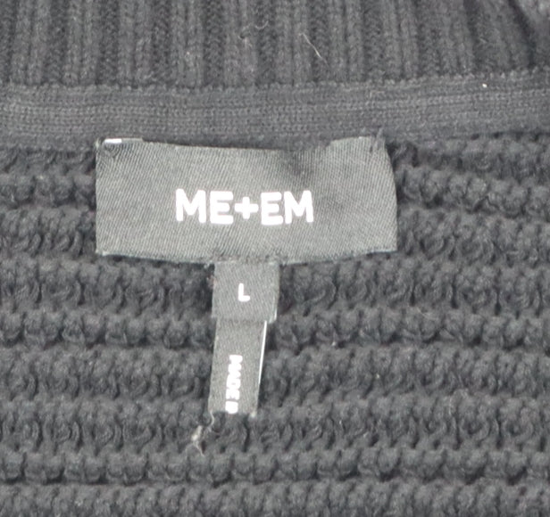 ME+EM Women’s Black Cotton Knit V-Neck Sleeveless Vest L