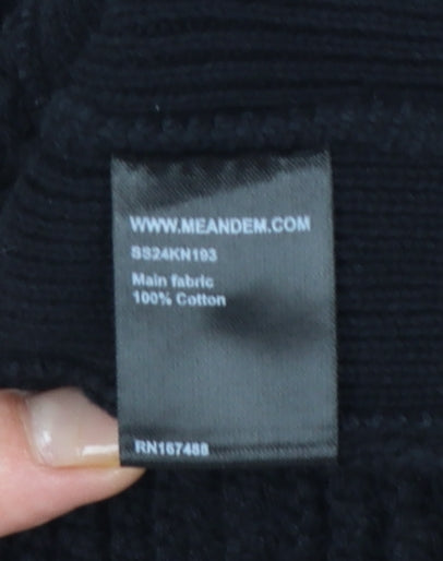 ME+EM Women’s Black Cotton Knit V-Neck Sleeveless Vest L