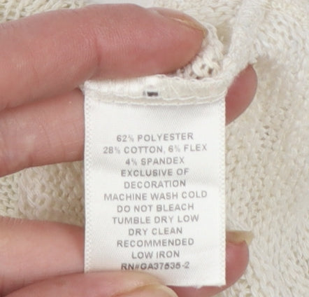 Monteau Women Ivory Lace Hem Open Knit Cardigan Jumper Size L