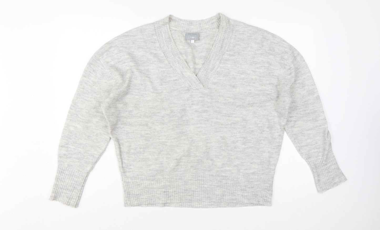Mint Velvet Women Grey V-Neck Knit Pullover Jumper Size S