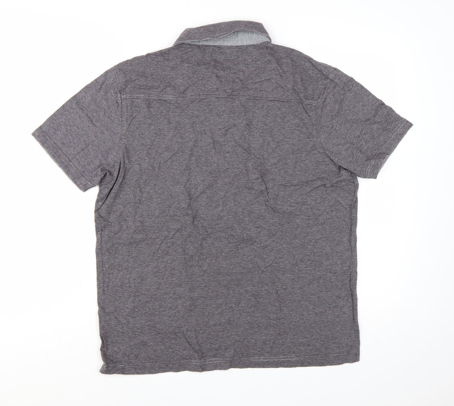 Jeff Banks Mens Grey Striped Cotton Polo Shirt Size L