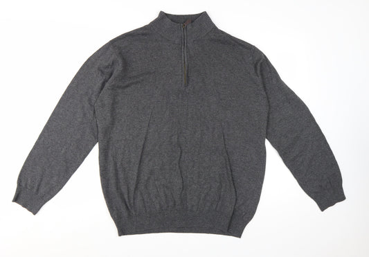 Brook Taverner Men's Grey XL 1/2 Zip Cotton Acrylic Jumper