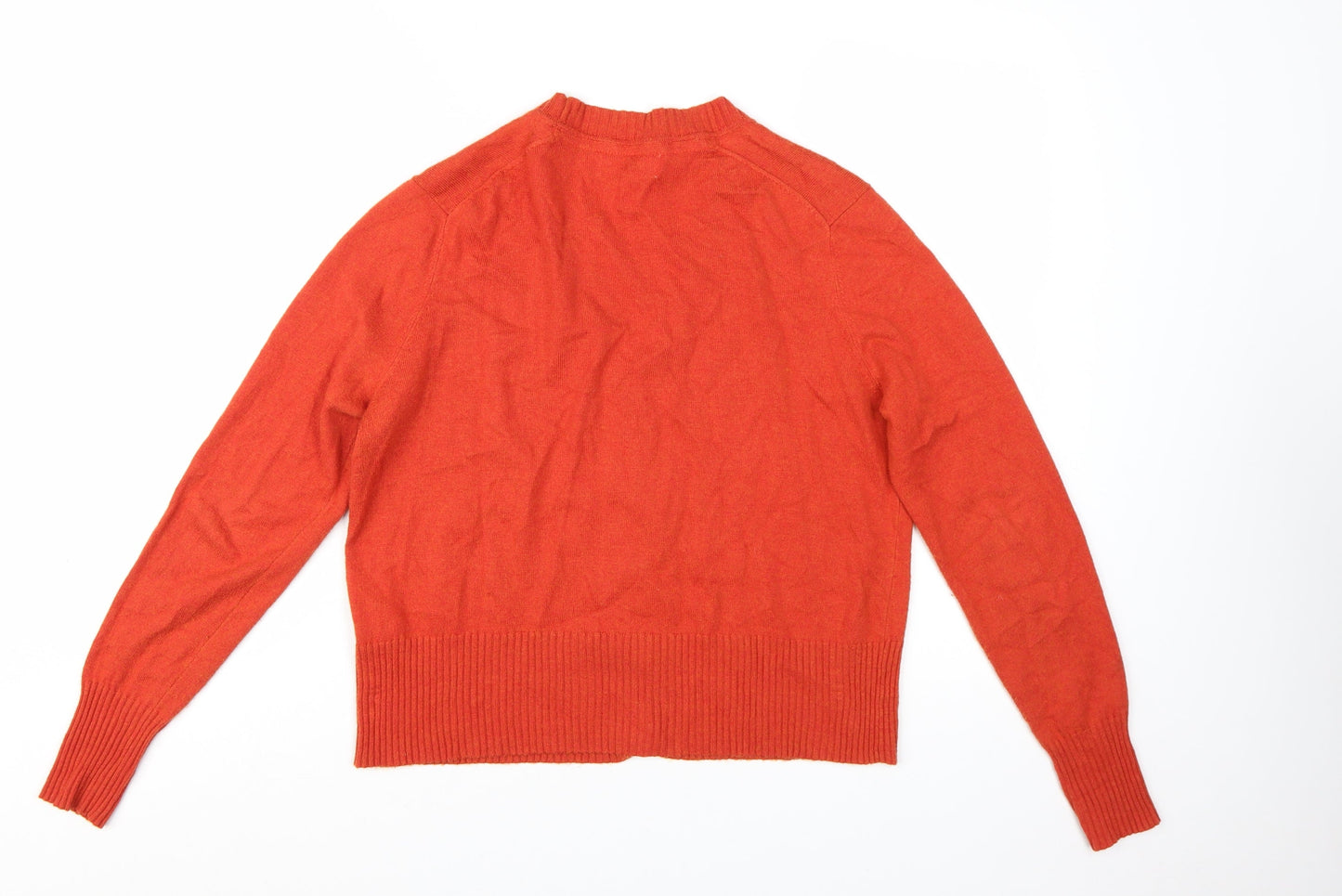 Mistral Womens Orange Wool Blend V-Neck Button Cardigan Size 14