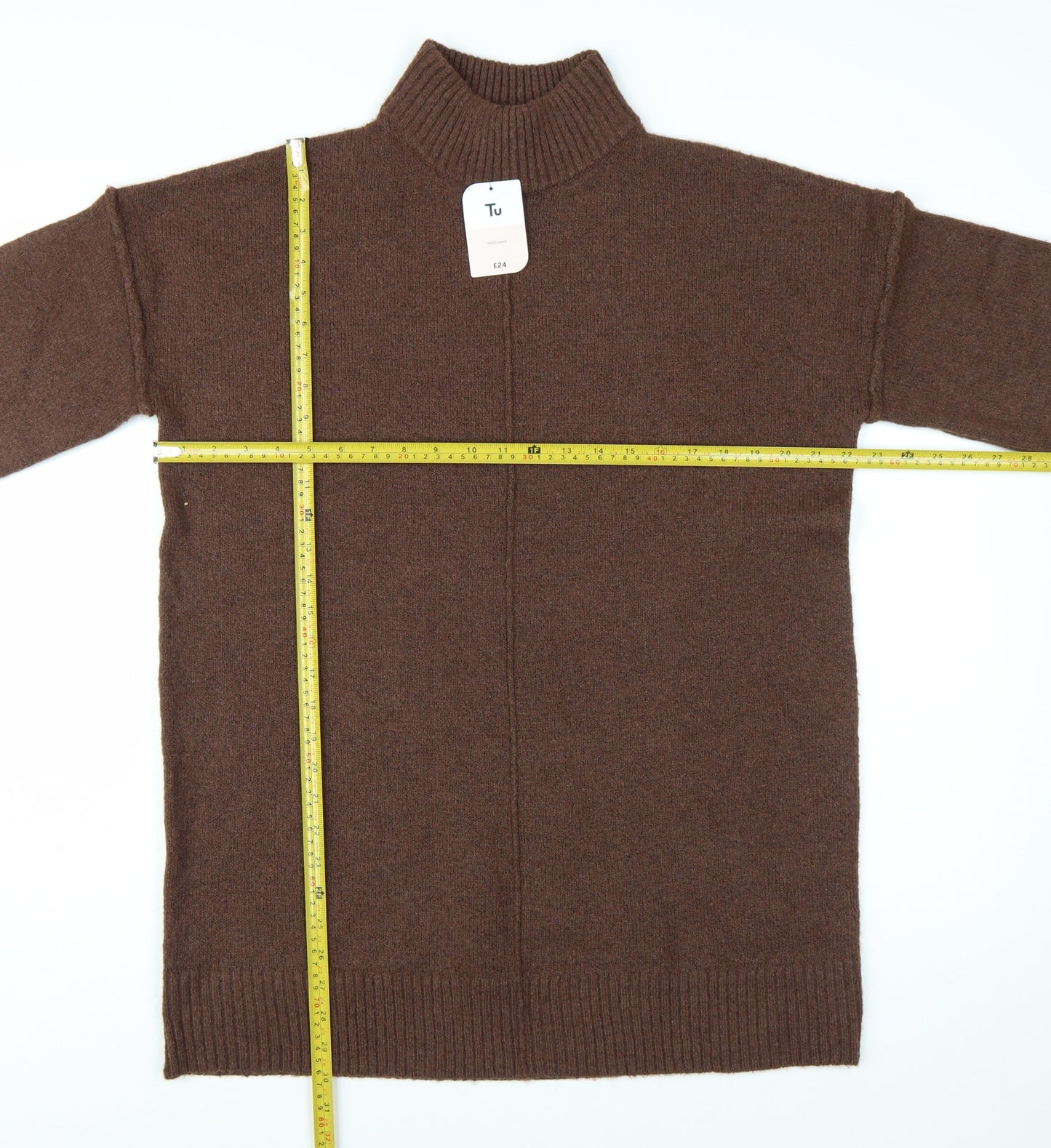 Tu Womens Brown High Neck Long Sleeve Knit Pullover Jumper M