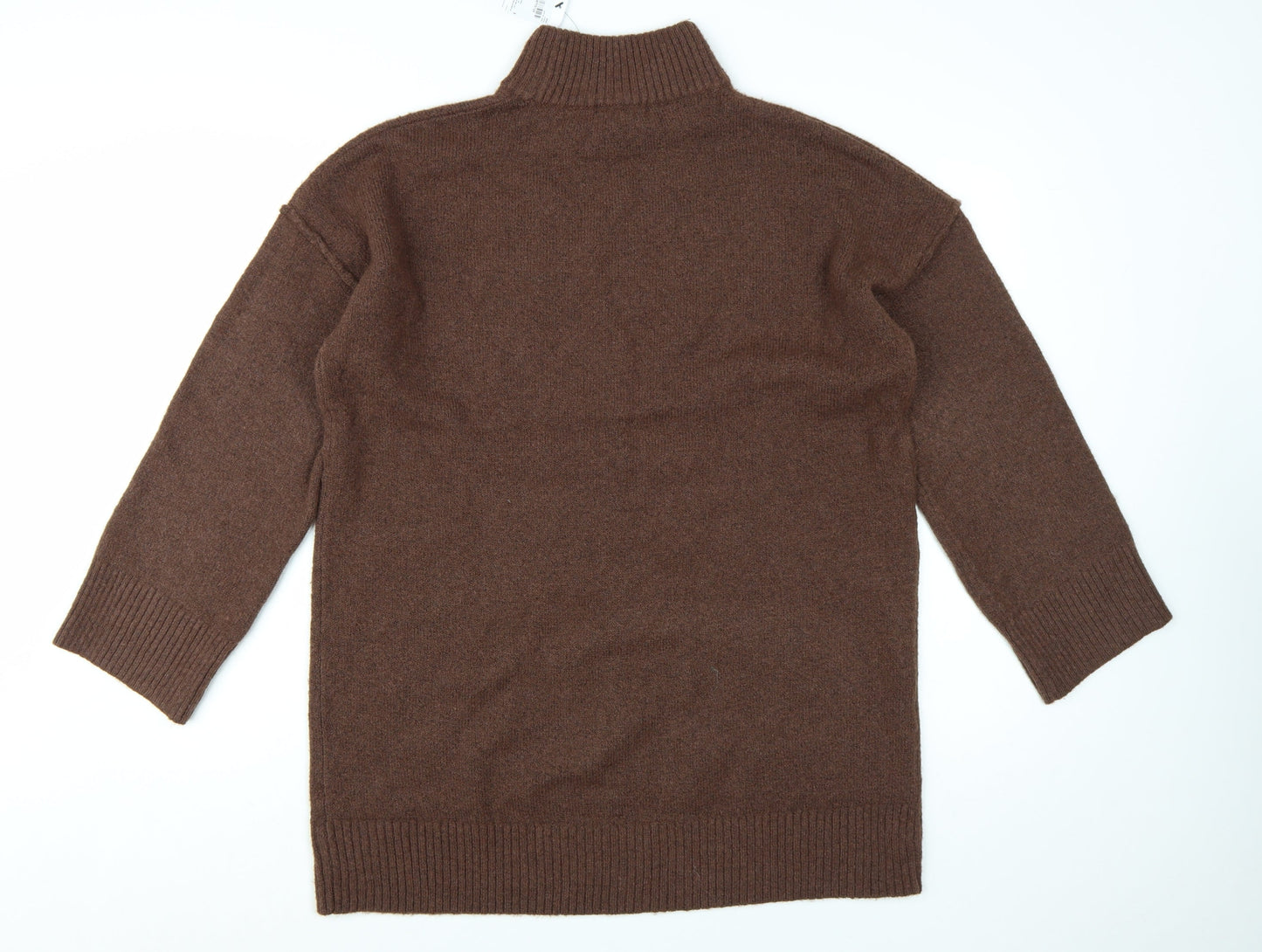 Tu Womens Brown High Neck Long Sleeve Knit Pullover Jumper M
