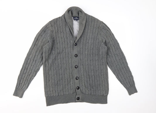 Marks and Spencer Blue Harbour Men’s Grey Cable-Knit Cardigan L
