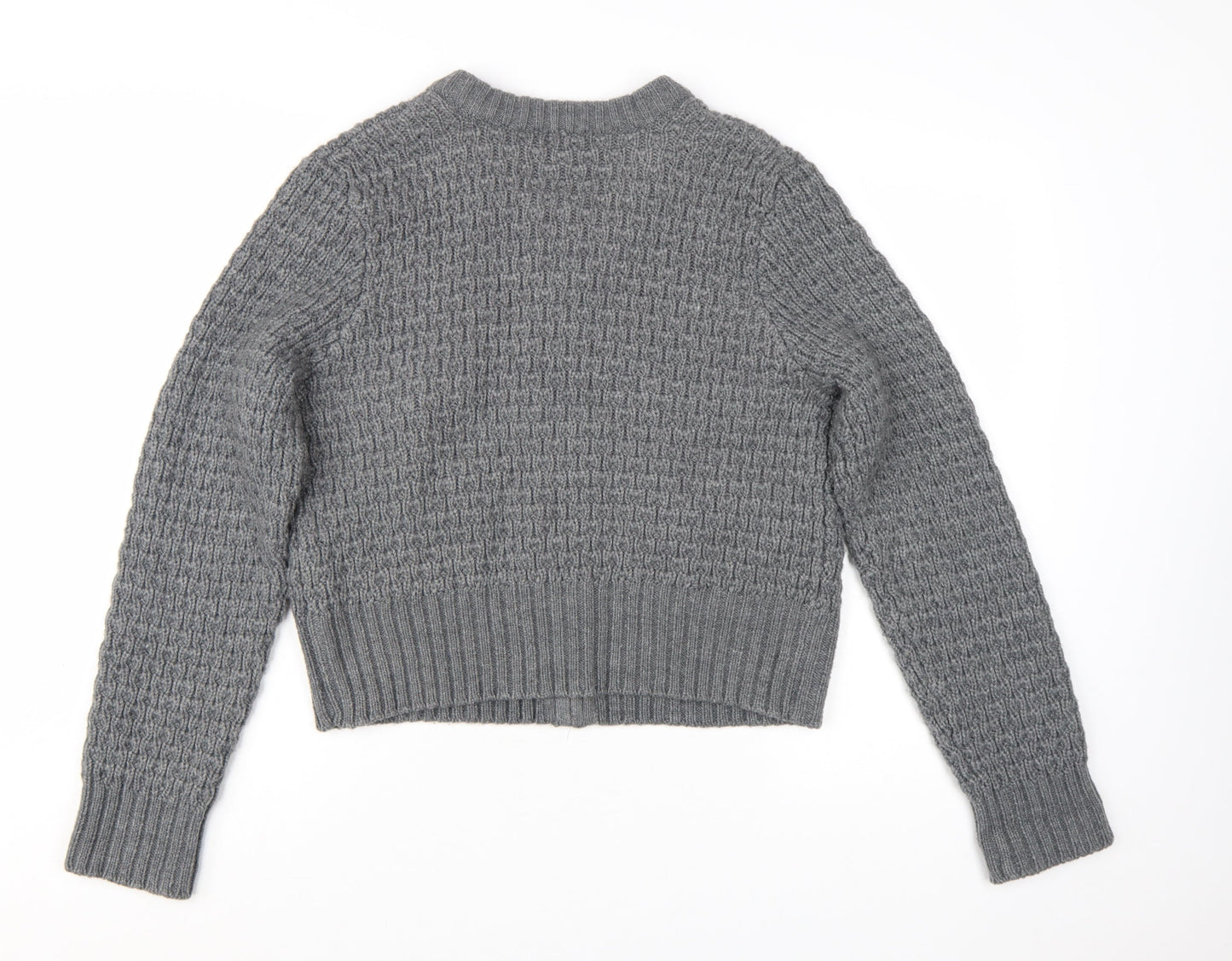 H&M Women's Grey Full Zip Knit Cardigan Size L Classic Style