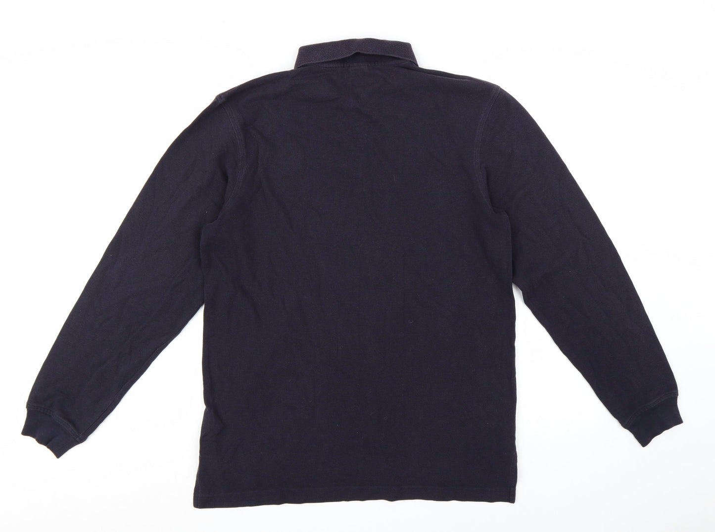 Lands' End Men's Black Long Sleeve Cotton Polo Shirt Size M Regular