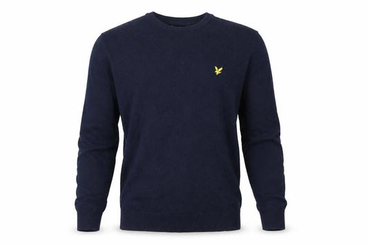 Lyle & Scott Men's Blue Crew Neck Cotton Wool Jumper L