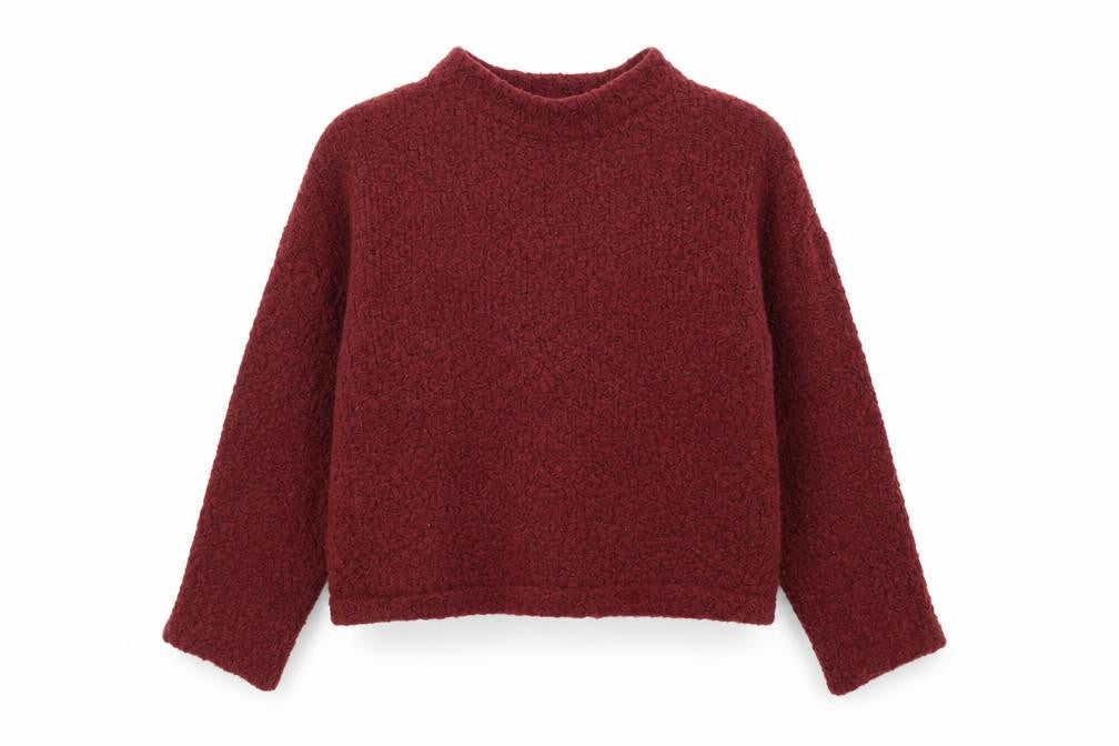 Topshop Women Burgundy Long Sleeve Mock Neck Jumper Size M