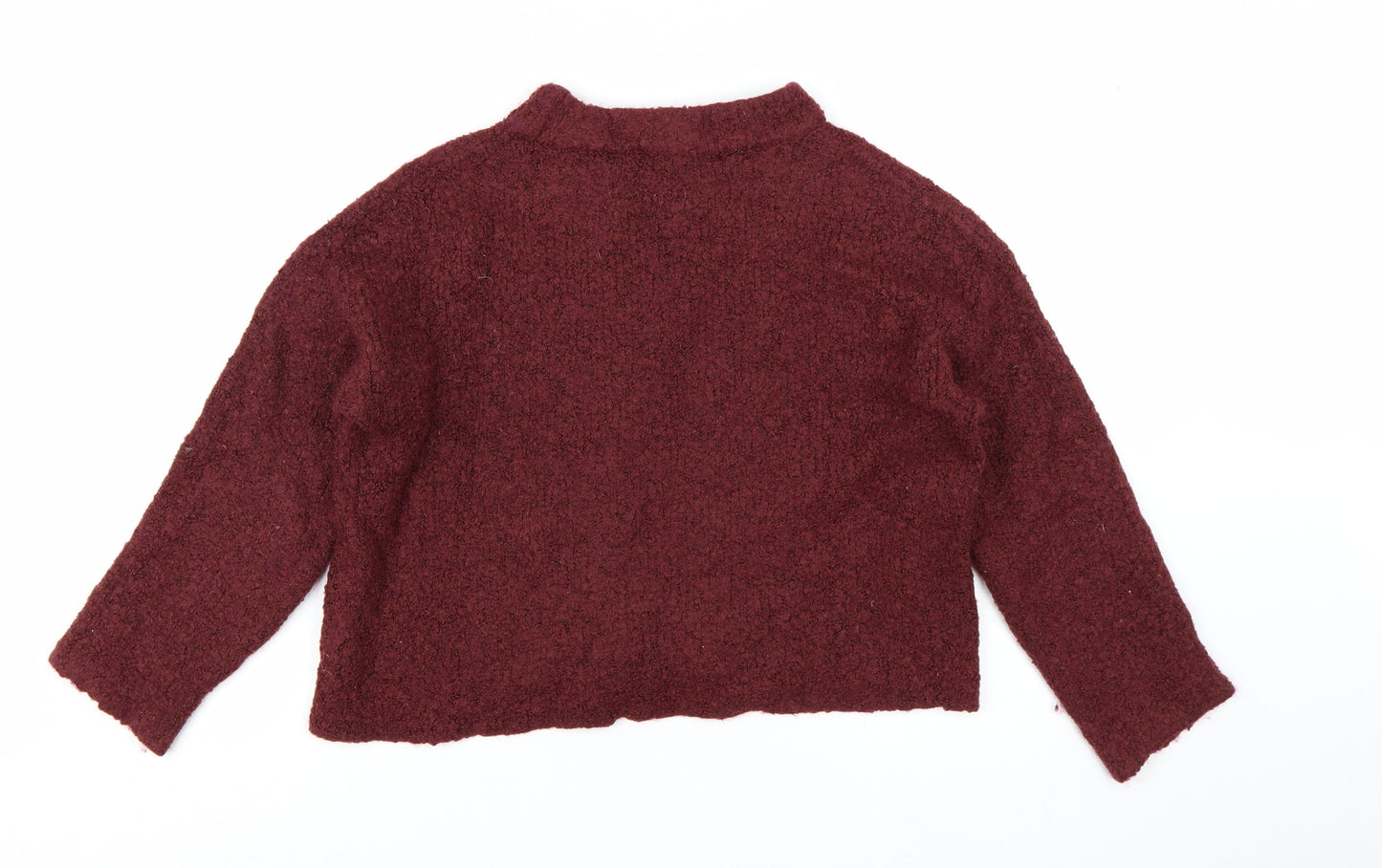 Topshop Women Burgundy Long Sleeve Mock Neck Jumper Size M
