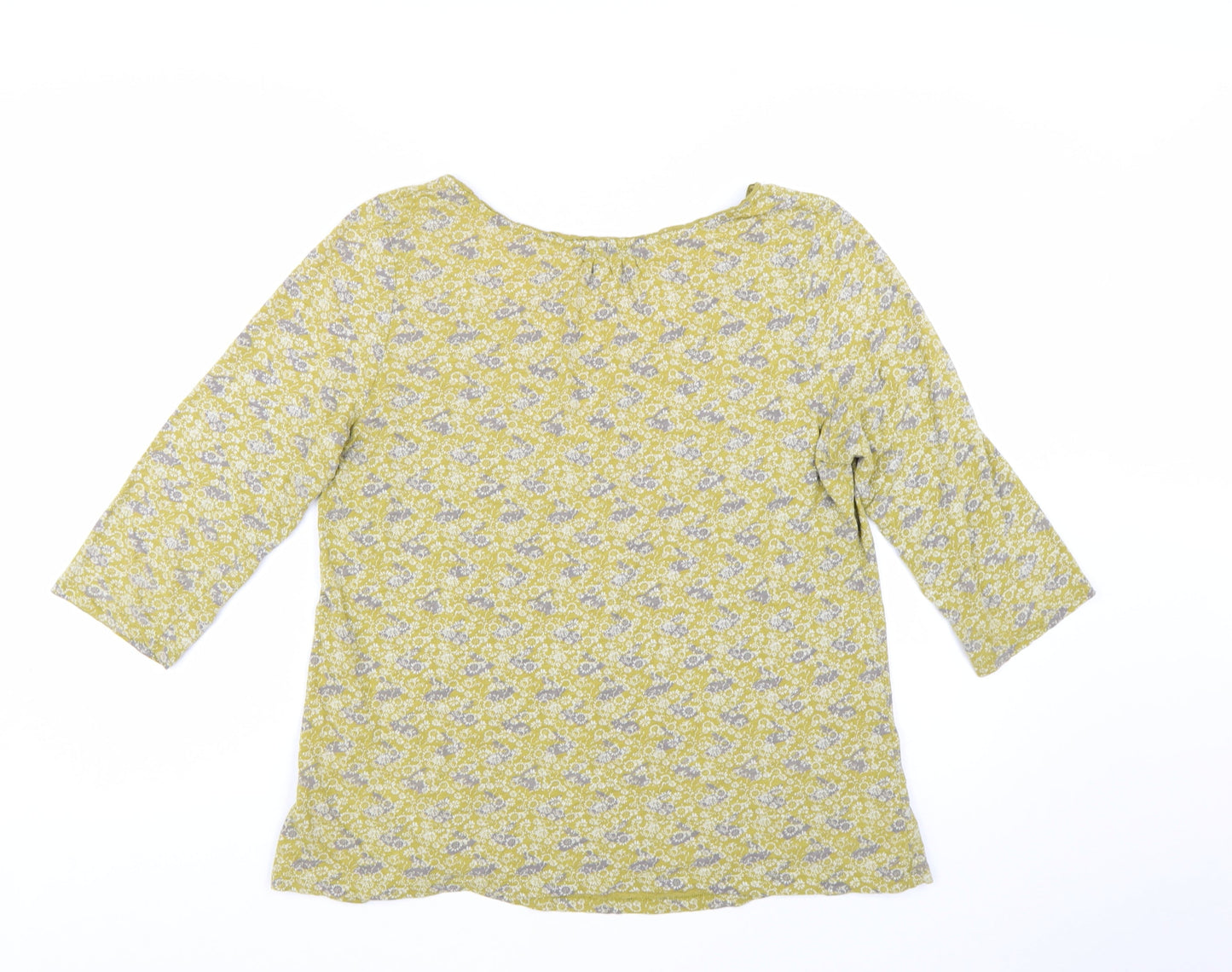 White Stuff Women’s Green Floral 3/4 Sleeve Cotton Tunic Blouse UK 16
