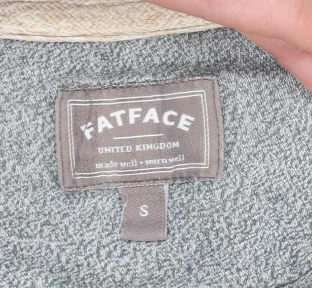 FatFace Men's Green & Grey Long Sleeve Crew Neck Cotton T-Shirt Size S