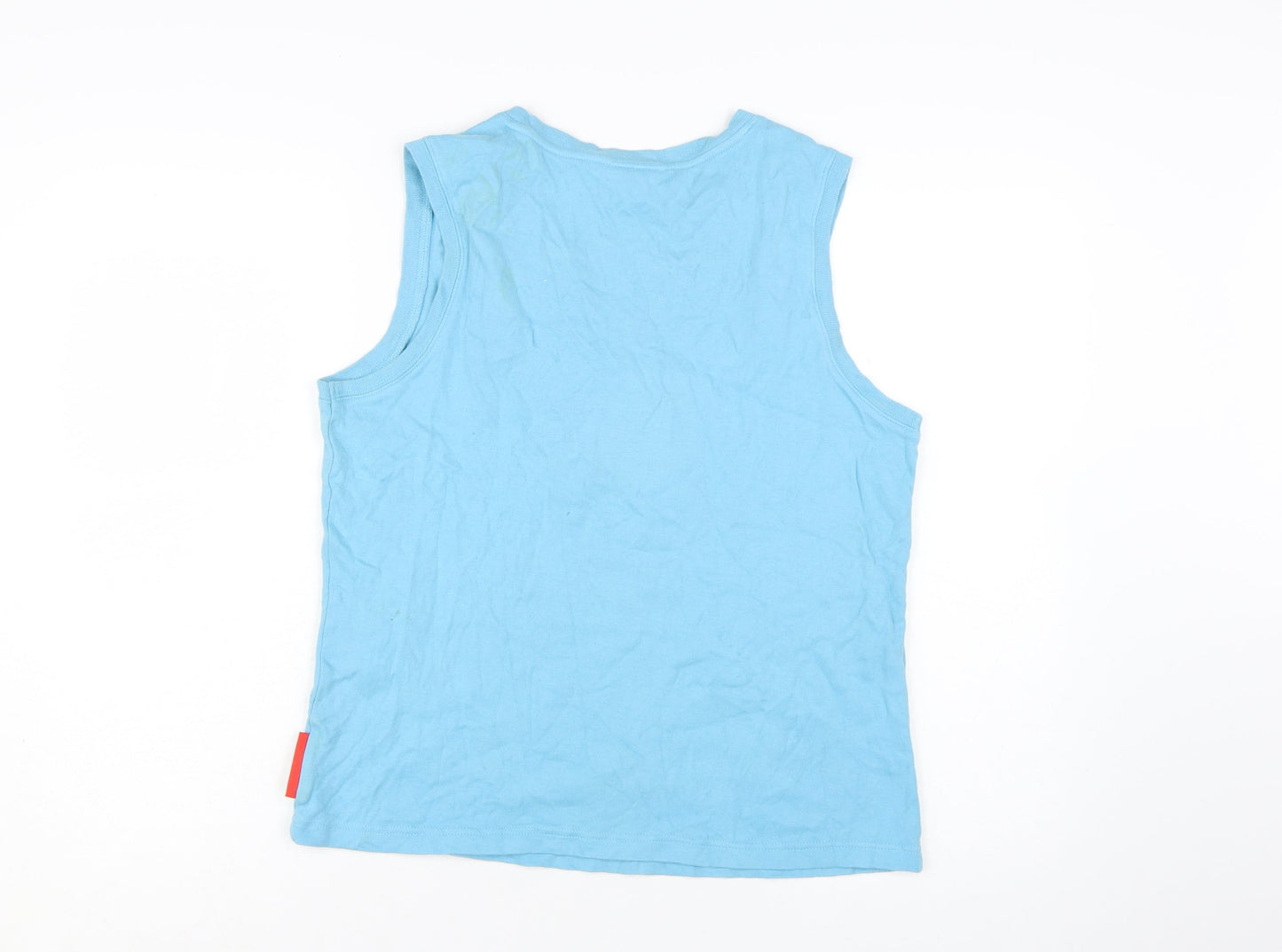 Disney Women's Blue V-Neck Sleeveless Tank Top L 100% Cotton