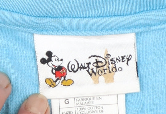 Disney Women's Blue V-Neck Sleeveless Tank Top L 100% Cotton
