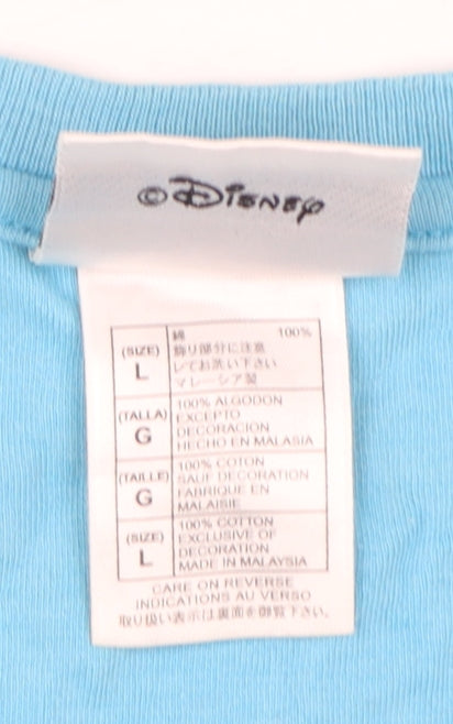 Disney Women's Blue V-Neck Sleeveless Tank Top L 100% Cotton