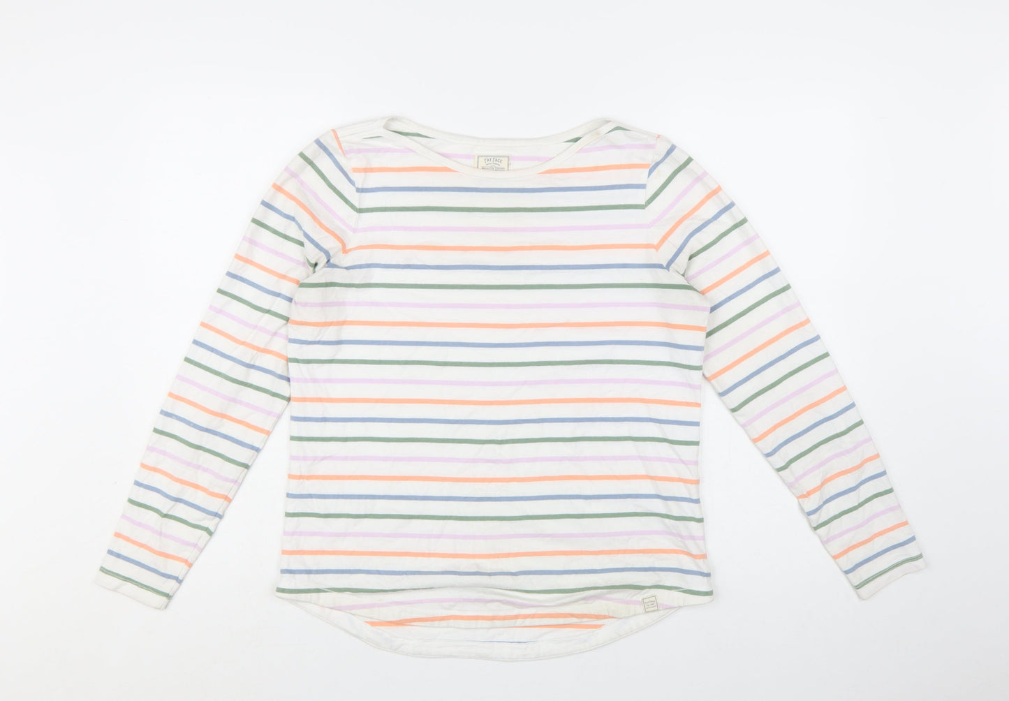 Fat Face Womens Multicoloured Striped Cotton Long Sleeve T-Shirt Size 10